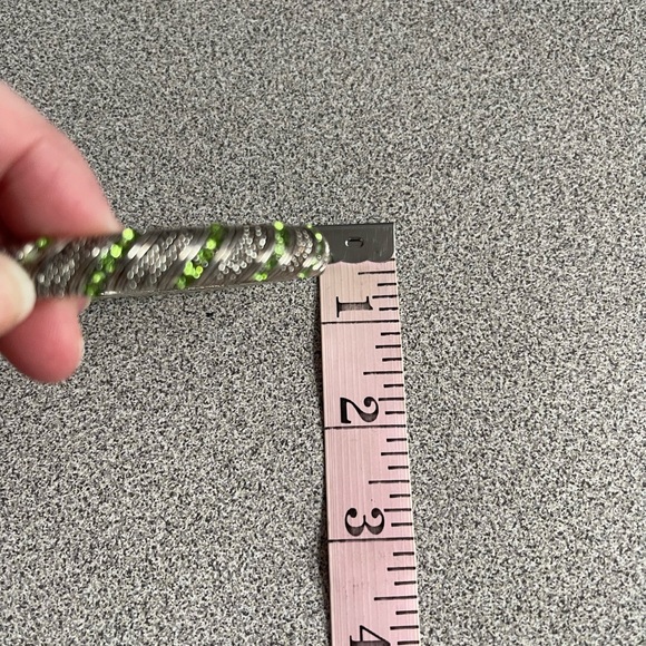 Silver Toned & Green Rhinestone Metal Bracelet - Picture 8 of 8